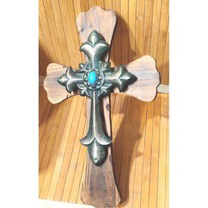 Rustic Wooden Wall Cross Farmhouse Decorative Hanging Spiritual Art 13.5x9.5"